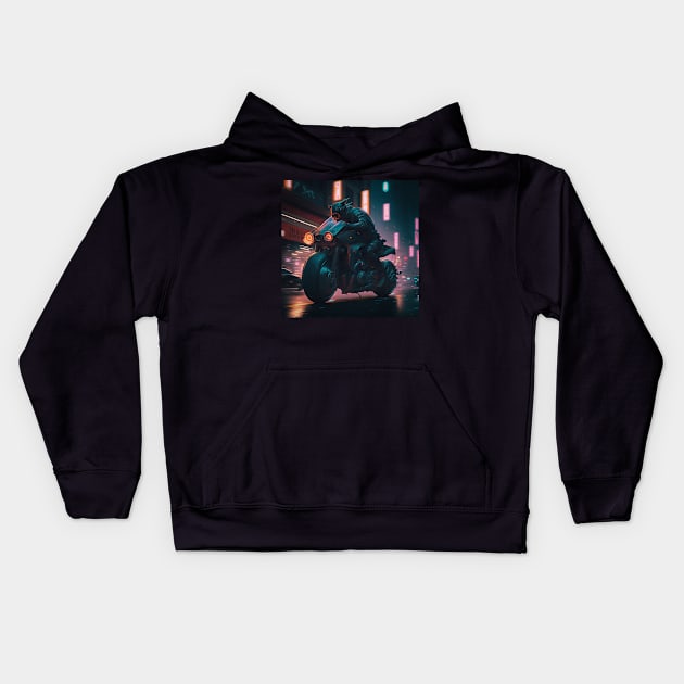 Cyberpunk motorcycle Kids Hoodie by TeEmporium